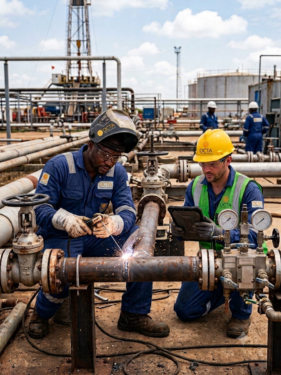 OCTA crews executing pipework on an oil & gas facility